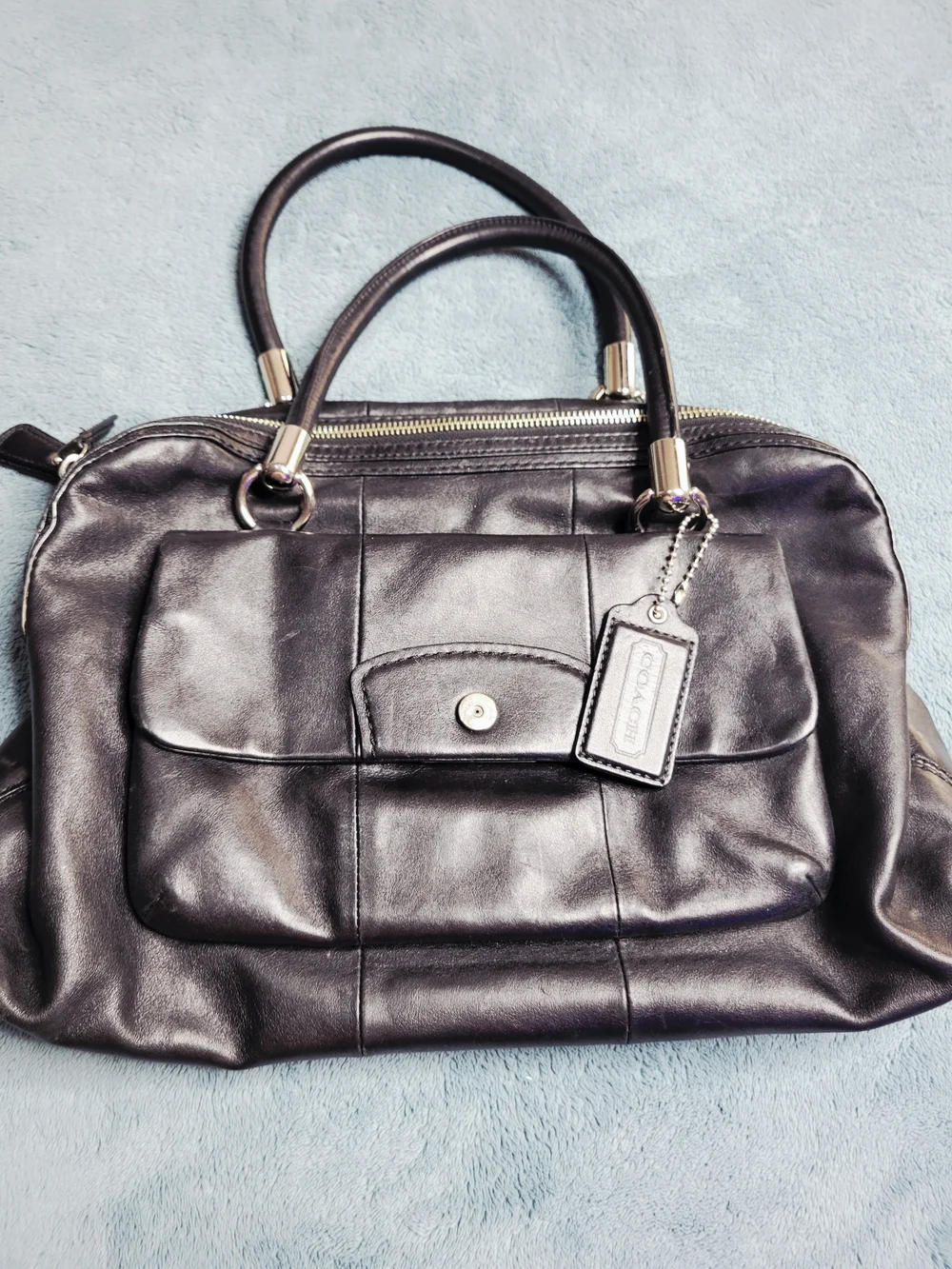 Vintage Coach Kristin Black Glove Tanned Leather Satchel Bag 14751